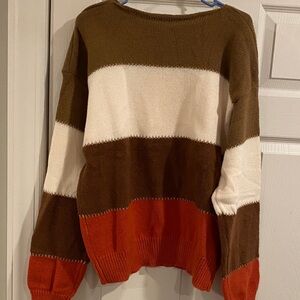 Striped Brown and Orange Women's Sweater
